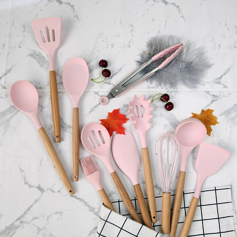 KIT 12 Utensílios de Cozinha em  Silicone Premium