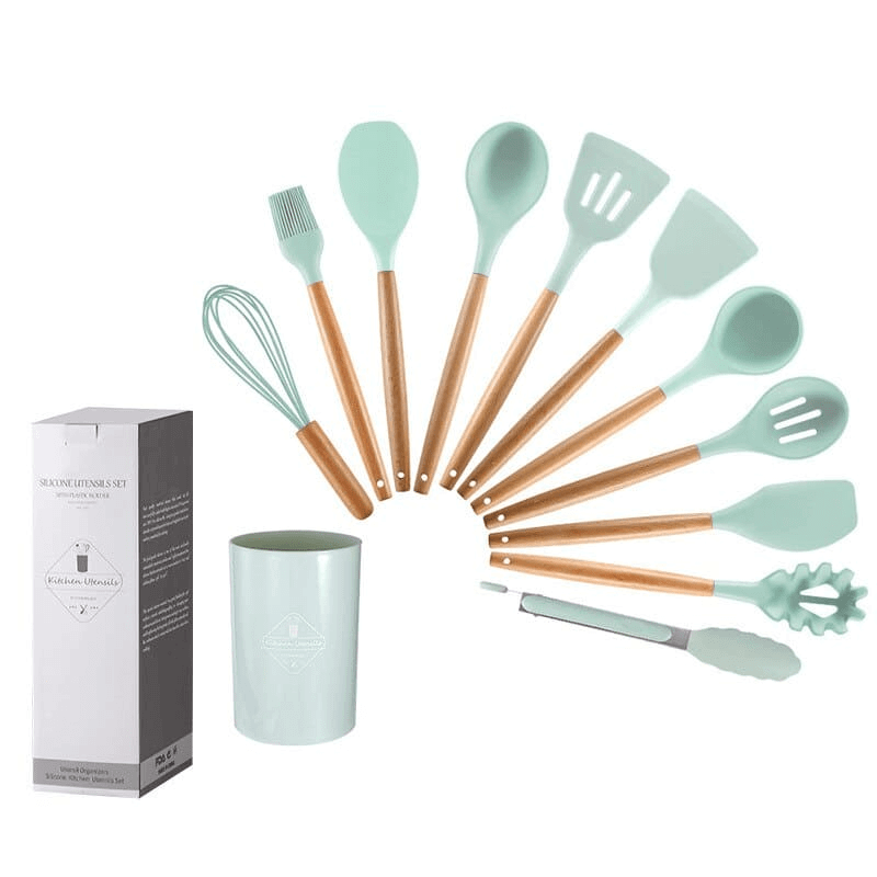 KIT 12 Utensílios de Cozinha em  Silicone Premium