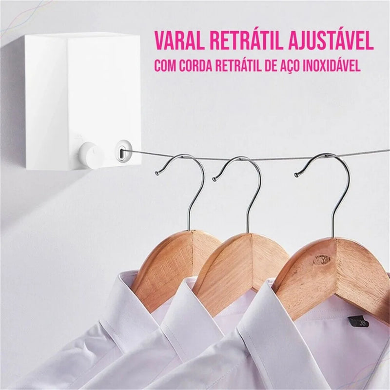 Varal Retrátil com corda de Aço Inox 4,2M