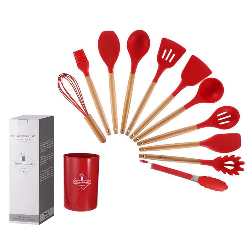 KIT 12 Utensílios de Cozinha em  Silicone Premium