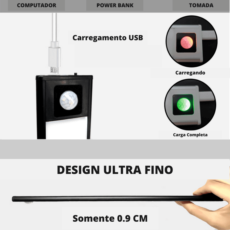 Luminária de Led Recarregável com Sensor de Movimento Smart Light - SEU ÚNICO SHOP